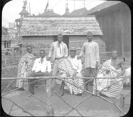 A group of men wearing traditional African attire.