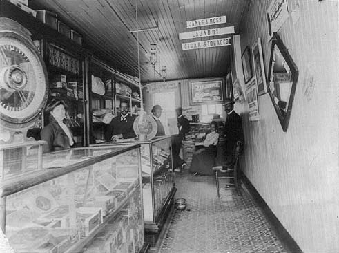 Interior of James A. Ross' Cigar Store in Buffalo, New York.