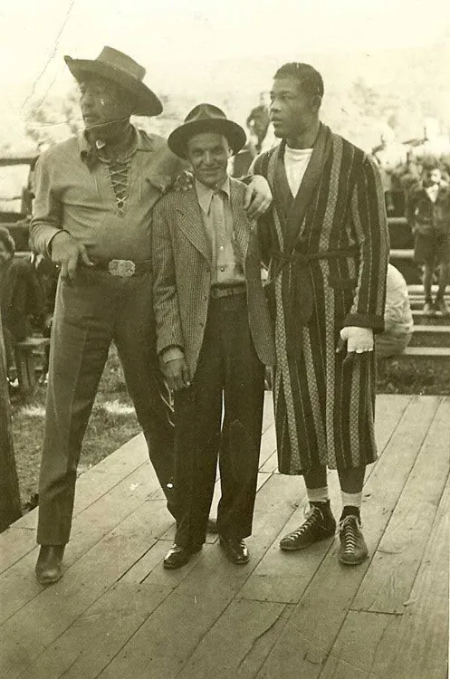 Marshall Miles with Joe Lewis and boxer/actor, Max Baer, Sr.