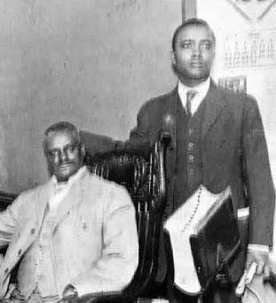 Smitherman with Attorney Twine who gave him his first job as a newspaperman. 
