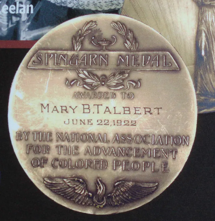 Back of Talbert Spingarn Medal.