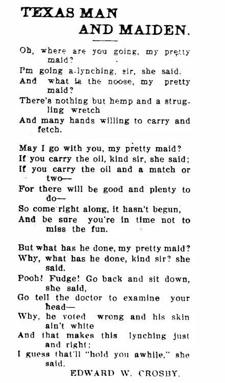 Crosby was a poet whose poems appeared in the publications of his time.