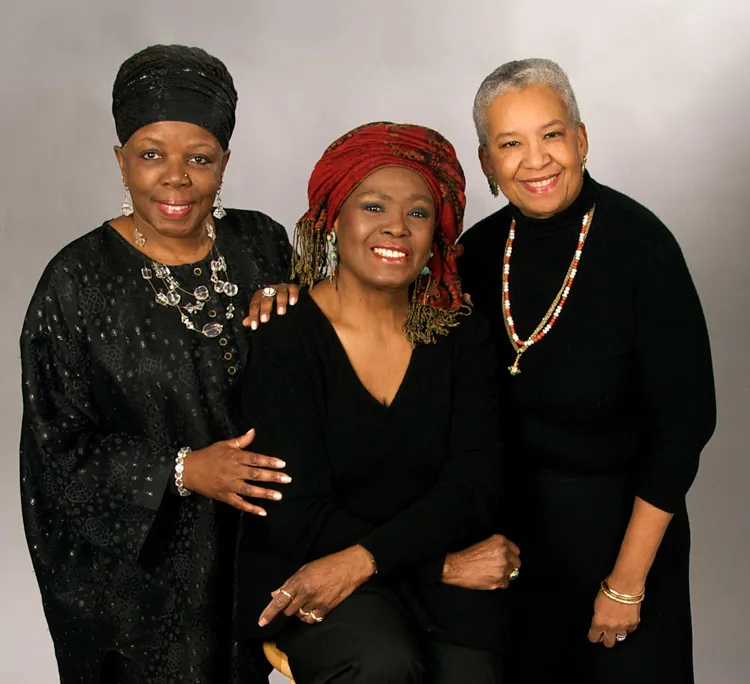 Karima Amin, Peggy Brooks-Bertram and Barbara's poster for the play, 