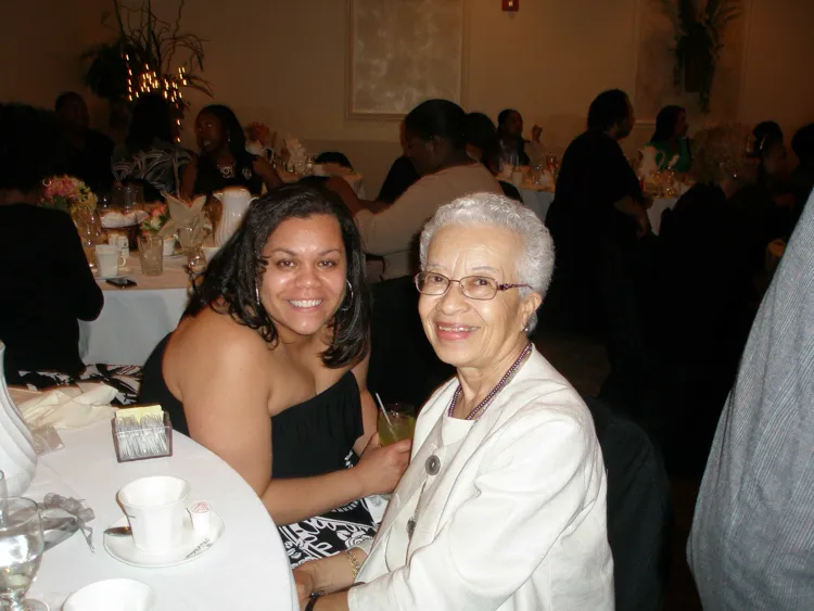 Mildred with cousin, Sheila Bulluck.