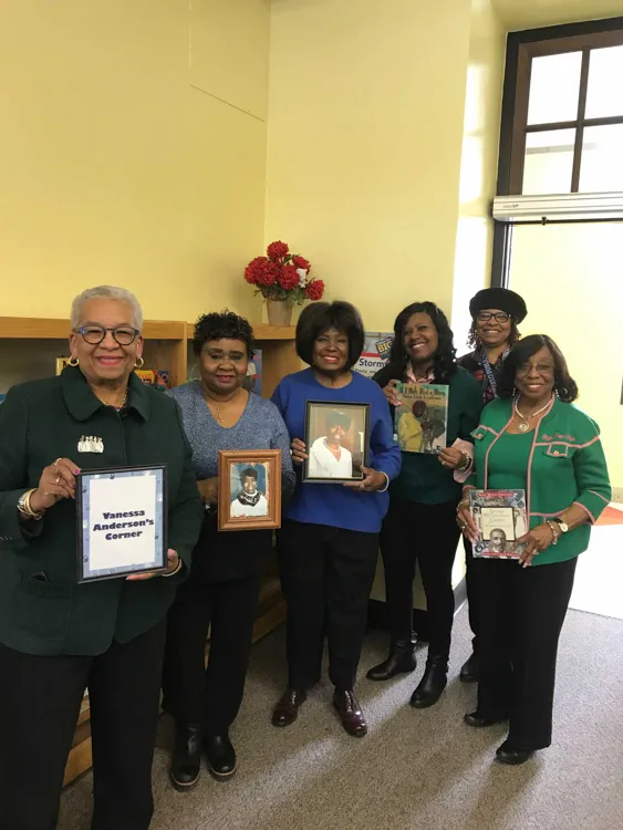 Uncrowned Queens celebrating the dedication of Vanessa's Corner at school 82.